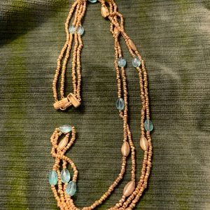 Jaded Calcite and Gold Plated Necklace